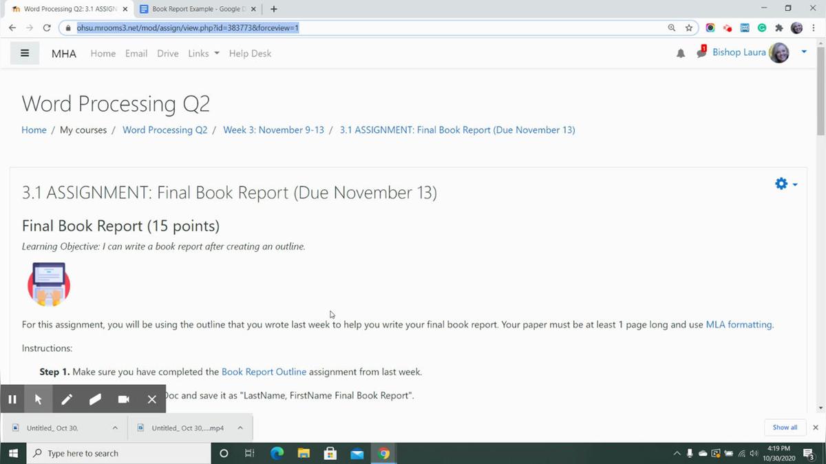 Final Book Report Overview Video