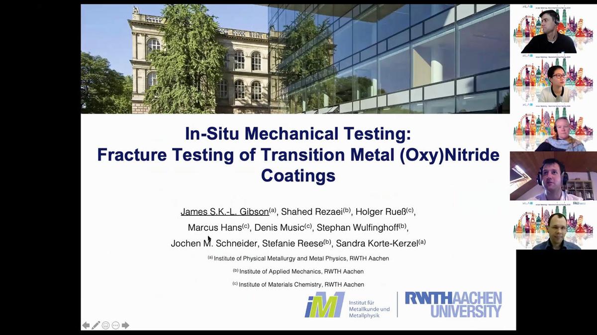 Dr James Gibson: In-Situ Mechanical Testing-Fracture Toughness of Transistion Metal Oxy-Nitride Coatings