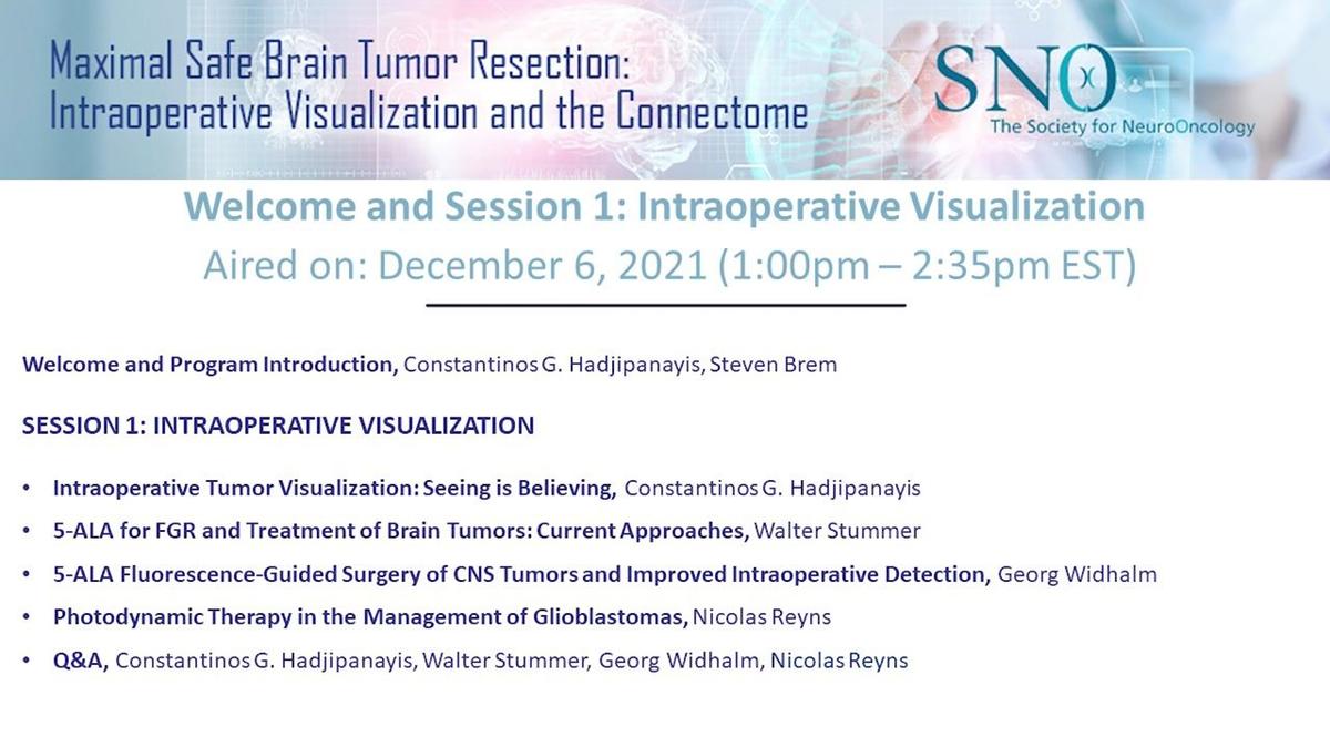 A_Mon, Dec 6 - Welcome and Session 1 - Intraoperative Visualization & the Connectome Conference