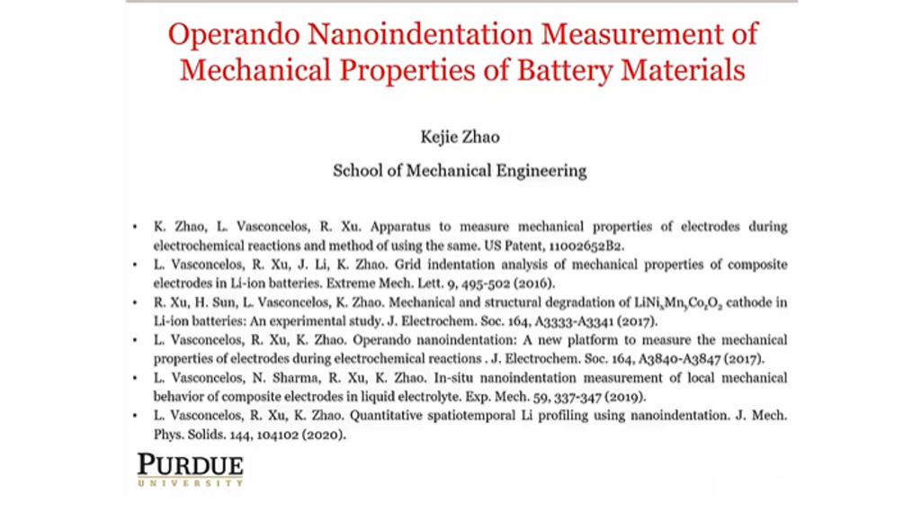 Battery Materials Technology Symposium: Operando Nanoindentation Measurement of Mechanical Properties of Battery Materials