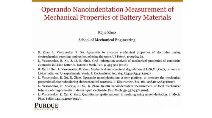 Battery Materials Technology Symposium: Operando Nanoindentation Measurement of Mechanical Properties of Battery Materials