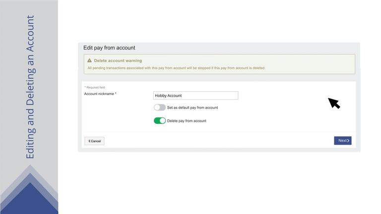 Adding, Editing or Deleting an Account