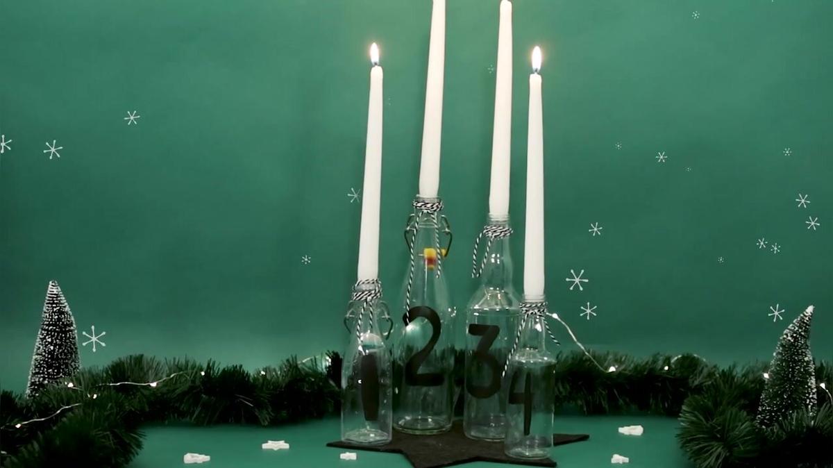 Adventskranz aus Flaschen