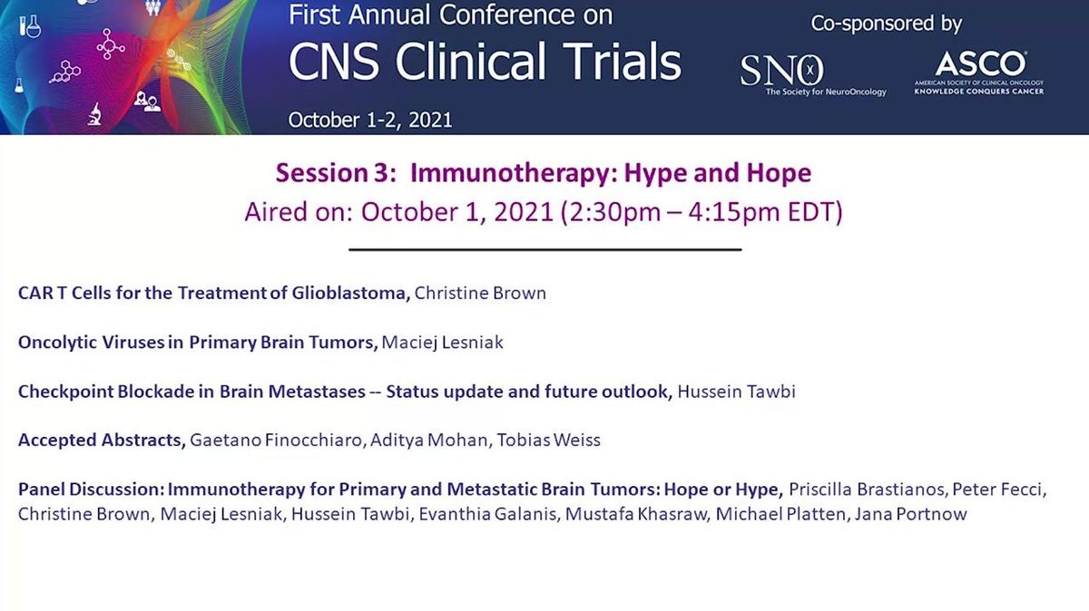 C_Fri, Oct 1 - Session 3 - First Annual Conference on CNS Clinical Trials