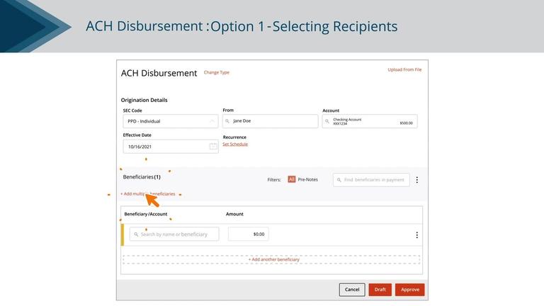 Creating an ACH Disbursement