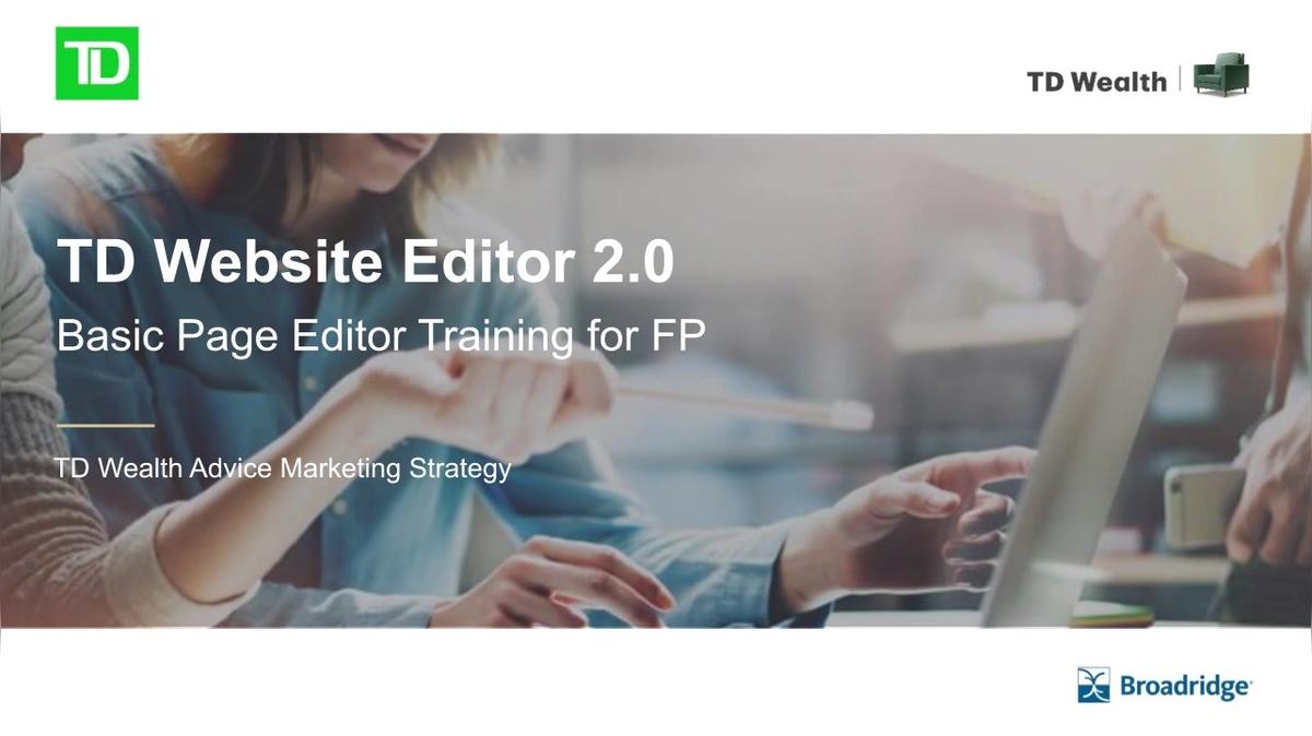 TD Website Editor 2.0 Tutorial | Financial Planning