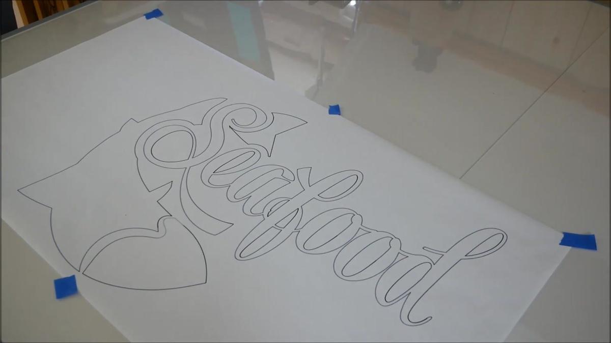 Digitize a paper diagram to create a vinyl seafood  display