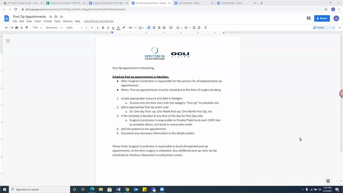 Overview of Post Op Appointment Scheduling P+P .mp4
