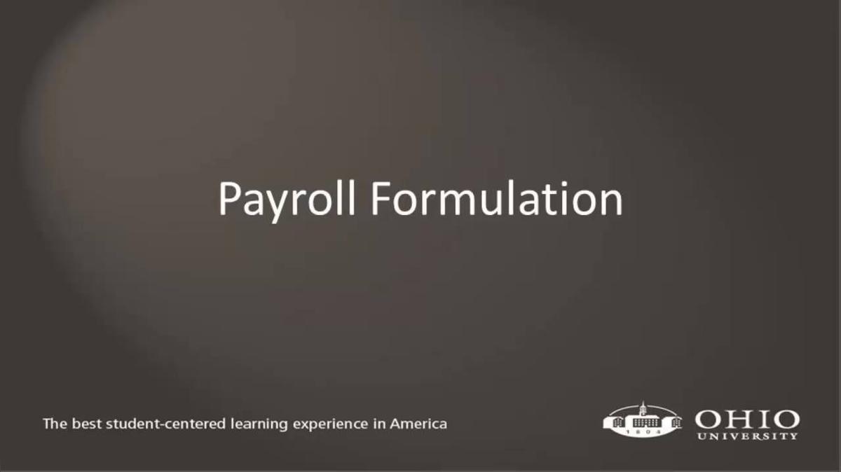 Module 04: Payroll Formulation