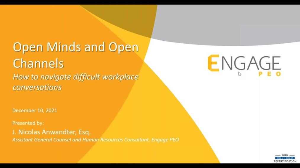 December Webinar : Open Minds and Open Channels - How to navigate difficult workplace conversations