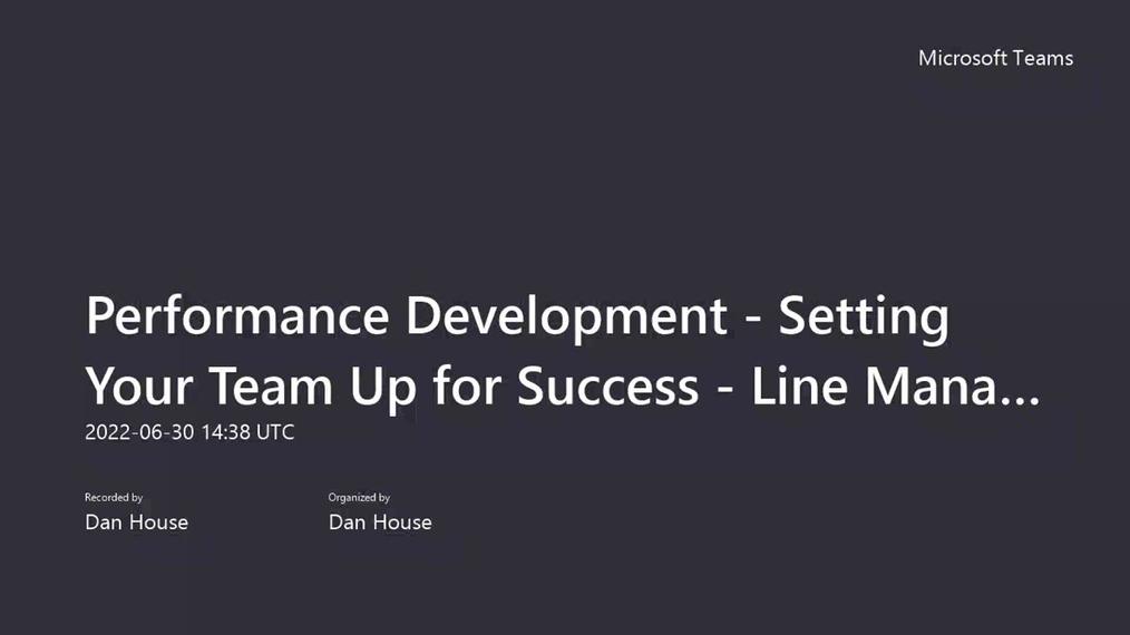 Performance Development - Setting Your Team Up for Success - Line Managers