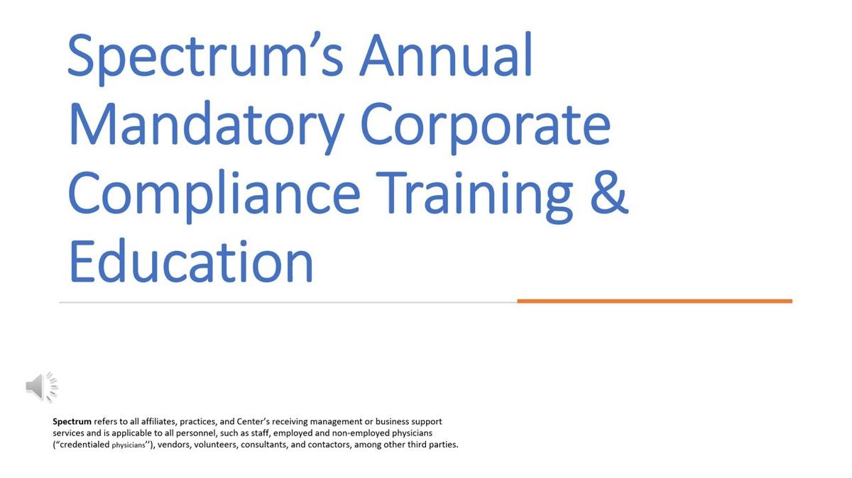 Annual Mandatory Compliance Training