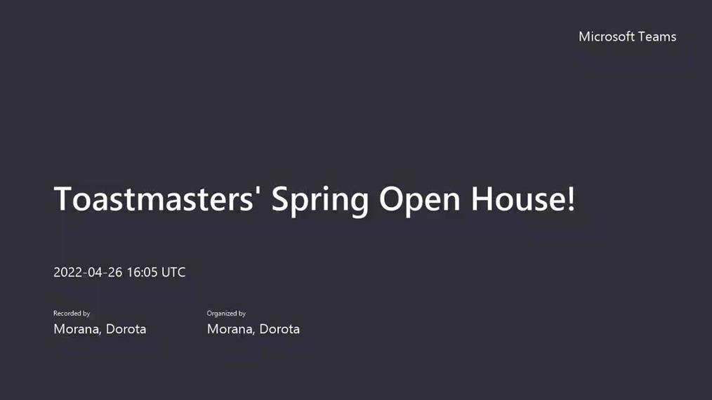 Toastmasters' Spring Open House!