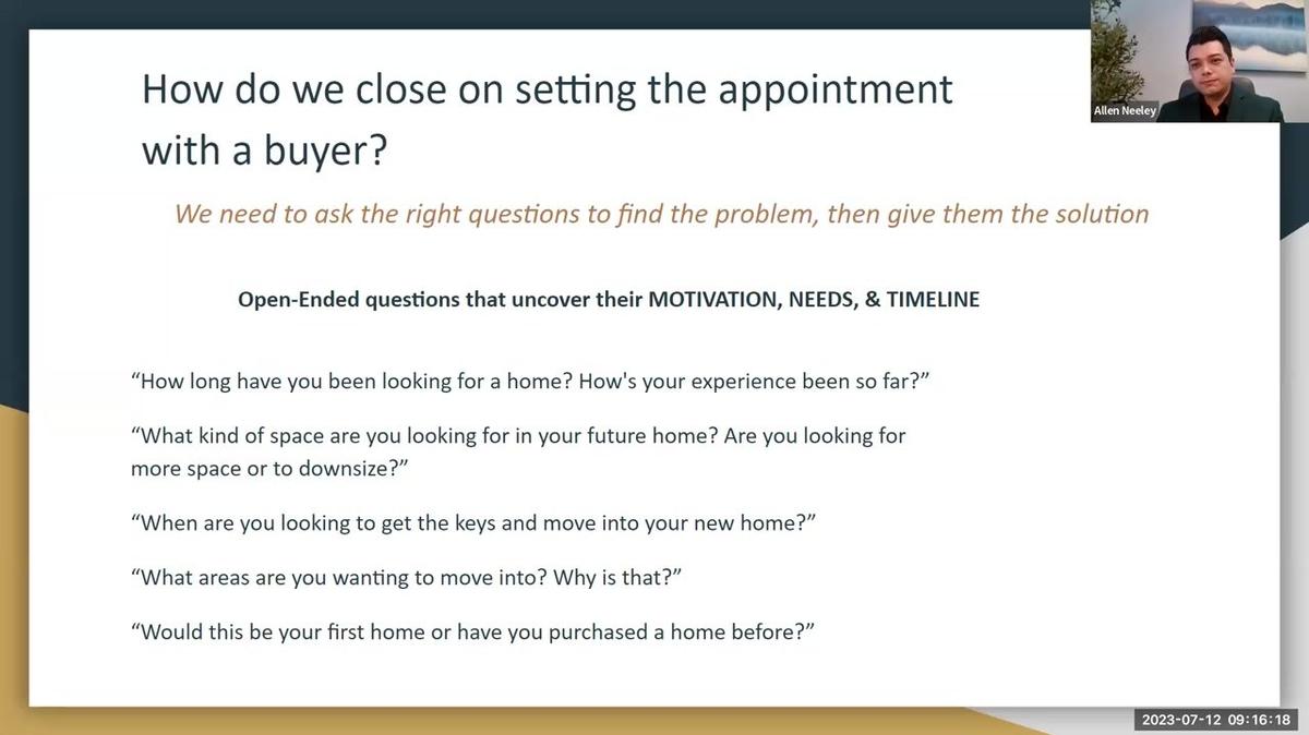 Buyer Appointment Setting Skills w/Allen Neeley 7-12-23