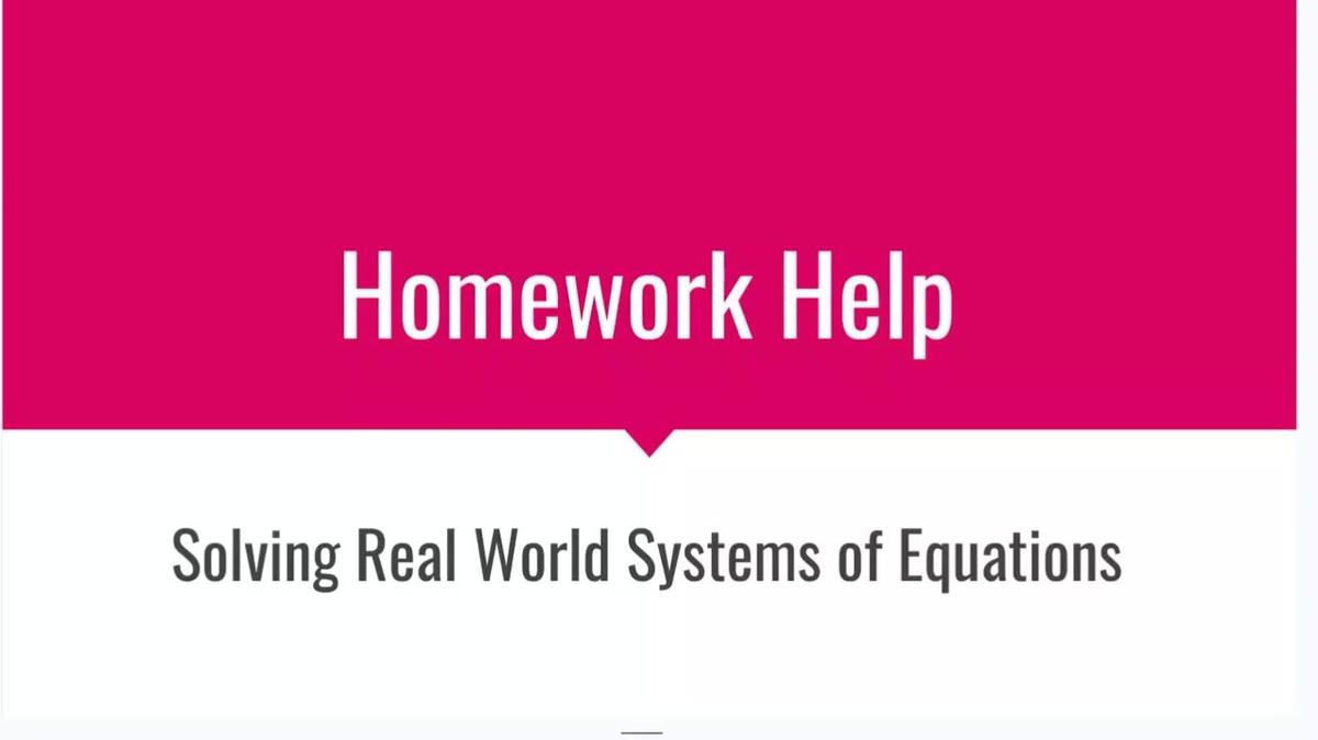 HH Solving Real World Systems of Equations