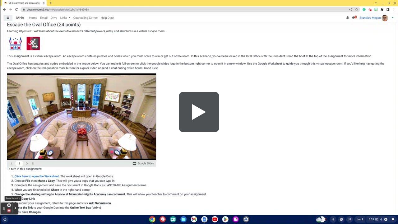Oval Office Escape Video Mountainheightsacademy
