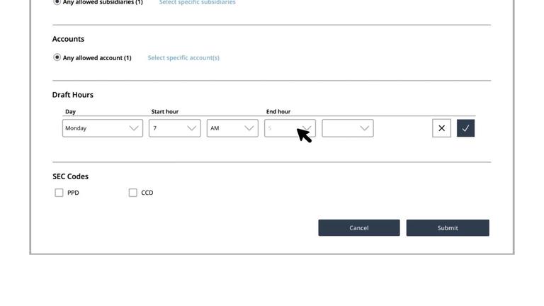 Allowed Actions - Drafting Hours