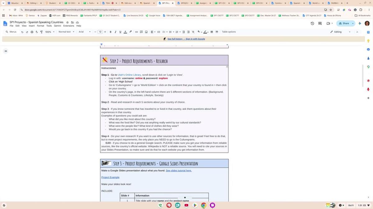 SP1 Spanish Speaking Country Project