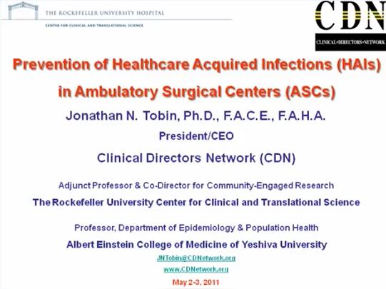 Part 1: Prevention of Healthcare Acquired Infections (HAIs) in Ambulatory Surgical Centers (ASCs)