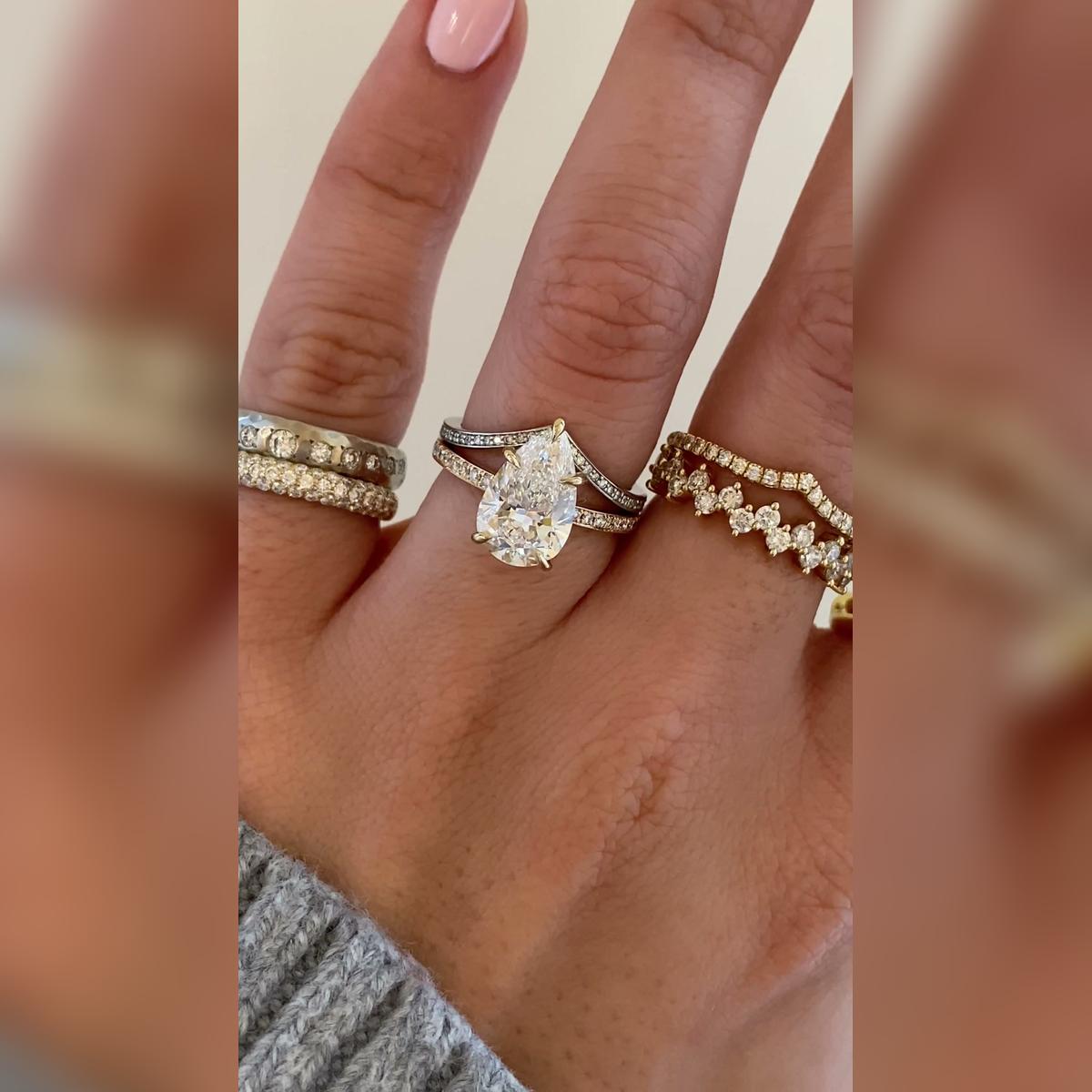 Lauren Pear Wedding Band Pairings