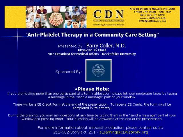 Anti-Platelet Therapy in a Community Care Setting