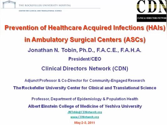 Part 1: Prevention of Healthcare Acquired Infections (HAIs) in Ambulatory Surgical Centers (ASCs)