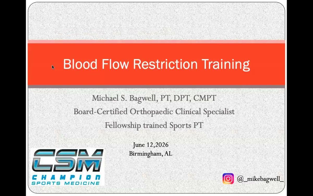 Blood Flow Restriction Training