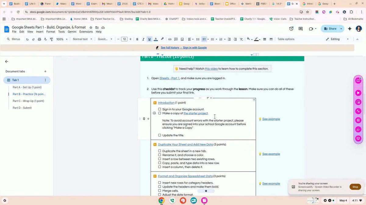 Google Sheets Part 1  - Set  Up