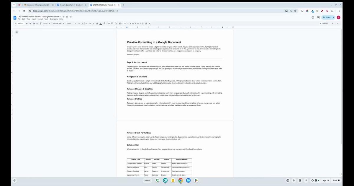 Google Docs Part 3 - Page &amp; Section Layout 