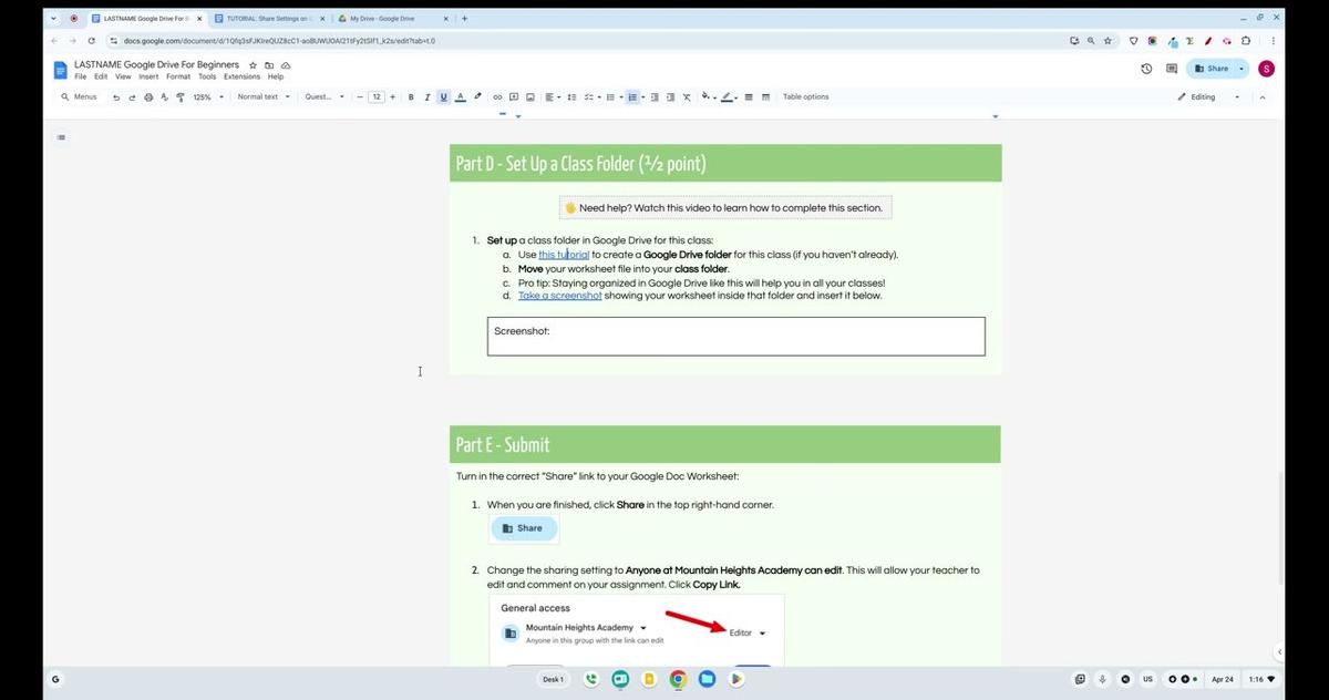 Google Drive For Beginners - Set up a Class Folder Video