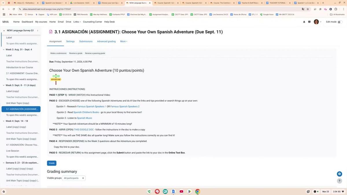 Language Survey - Choose your own Spanish Adventure