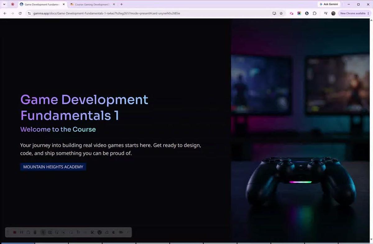 Welcome to Gaming Development Fundamentals