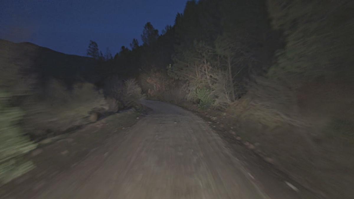 dirt road at night