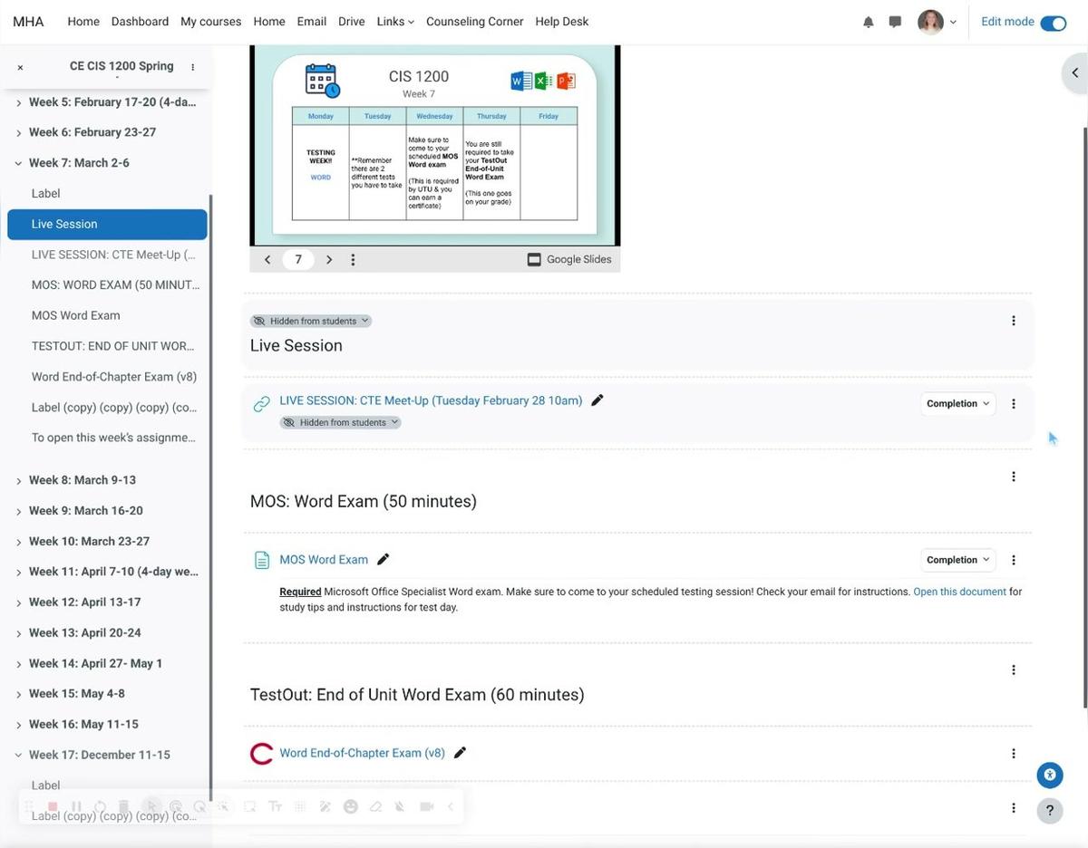 Integrating TestOut Exams