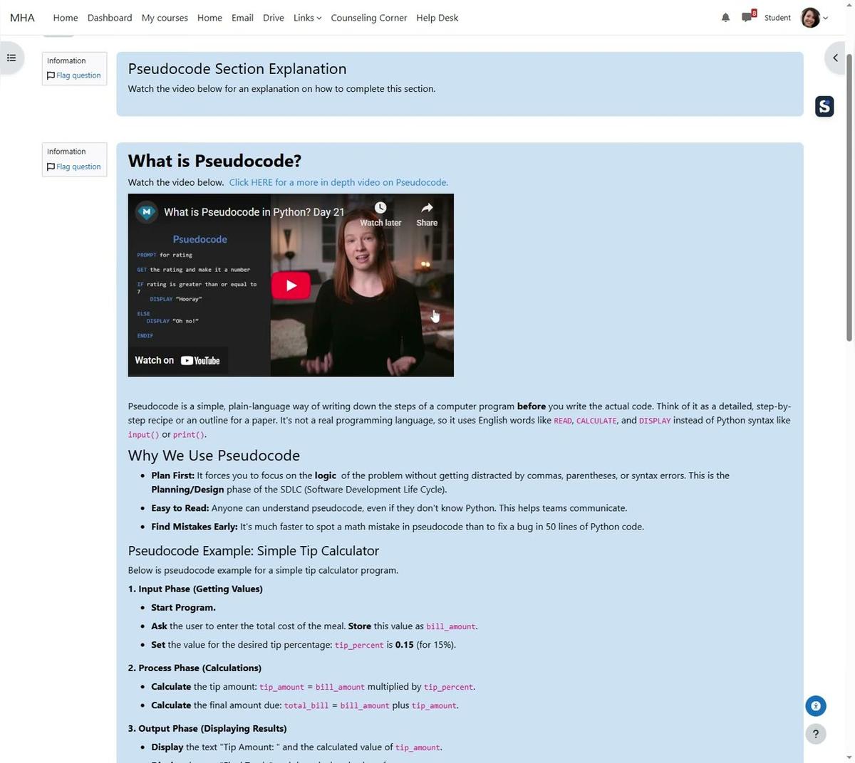 (T1) Unit 7 Test Pseudocode Explanation