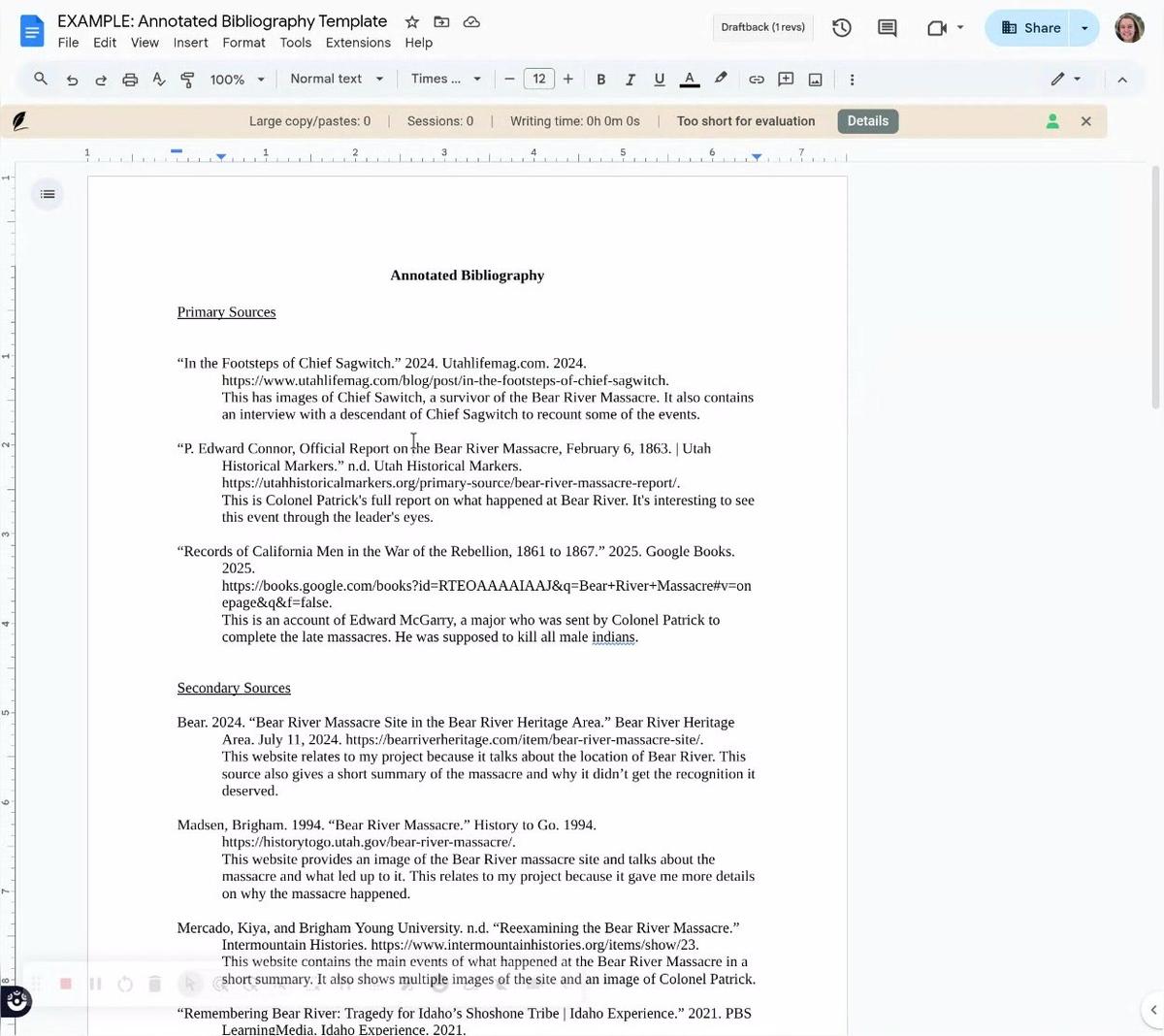 EXAMPLE: Annotated Bibliography Template - Google Docs - Screencastify - September 23, 2025 12:27 PM