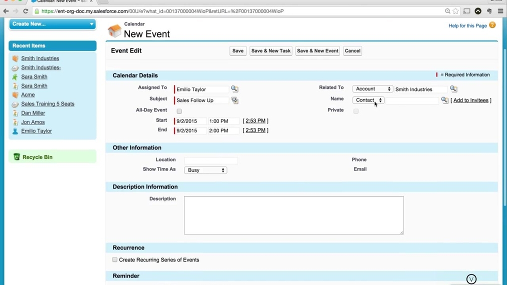 Salesforce - How to Schedule a Event