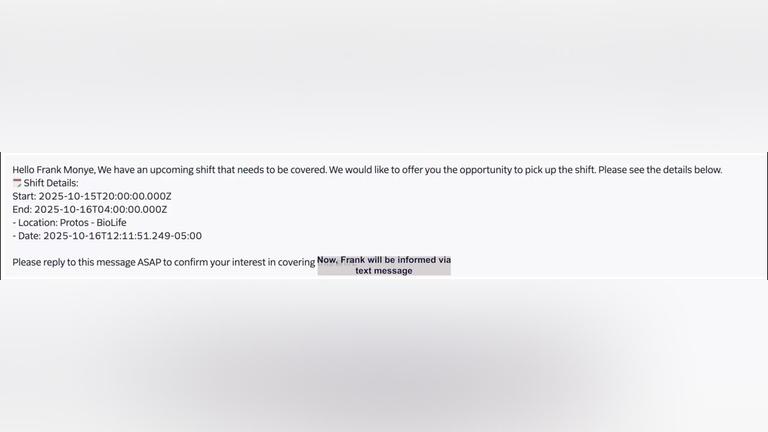 4. Message sent to the replacement candidates