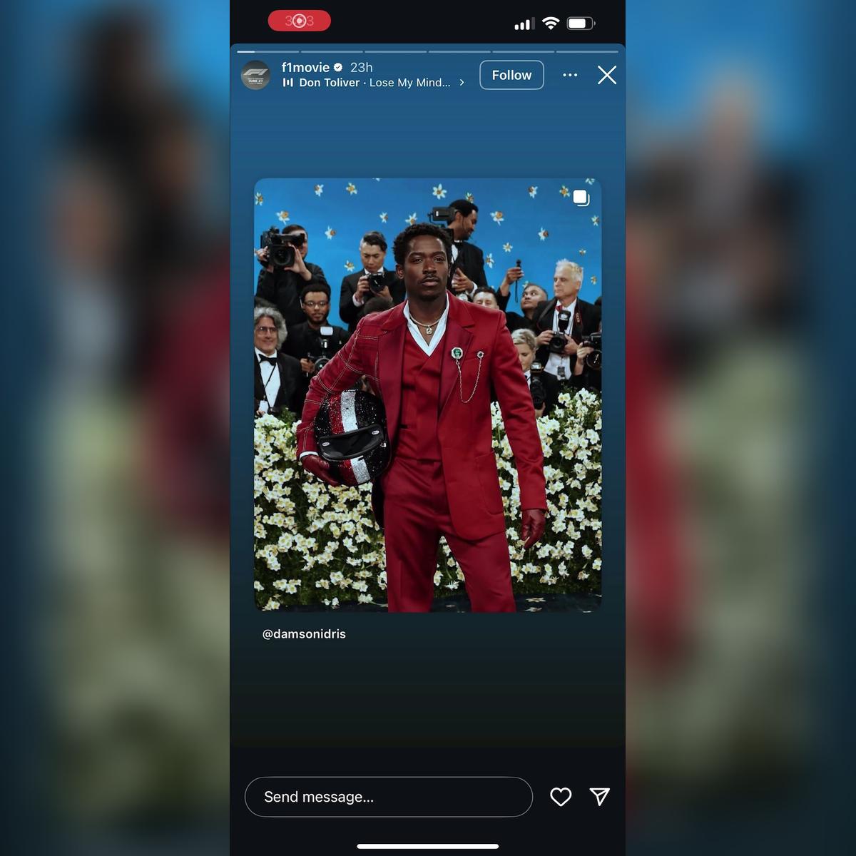 F1 The Movie Met Gala IG Story