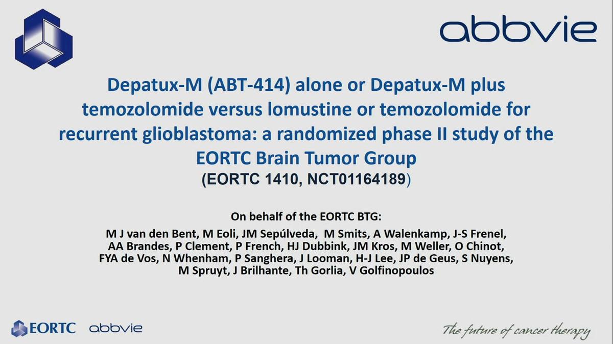 Two-year results of the INTELLANCE 2/EORTC trial 1410 randomized phase II study on Depatux–M alone, Depatux-M combined with temozolomide (TMZ) and either TMZ or lomustine in recurrent EGFR amplified glioblastoma (NCT02343406),