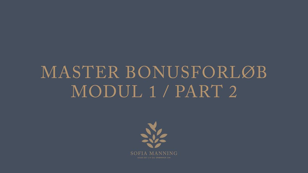 Master Bonusforløb Modul 1 // Part 2