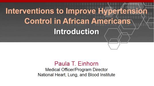 Multi-level Interventions to Improve Hypertension Control for African Americans: Lessons Learned & Tools from NHLBI-funded Cluster Randomized Trials