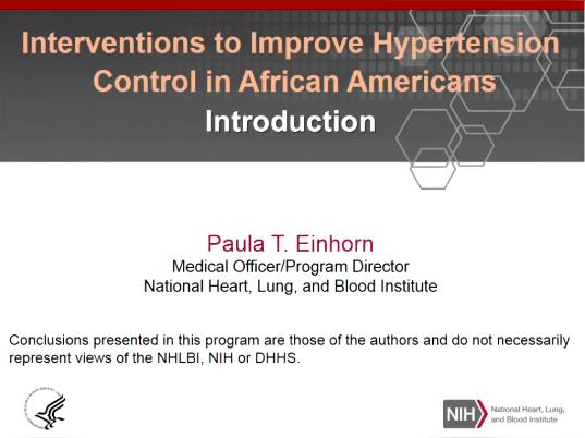 Multi-level Interventions to Improve Hypertension Control for African Americans: Lessons Learned &amp; Tools from NHLBI-funded Cluster Randomized Trials