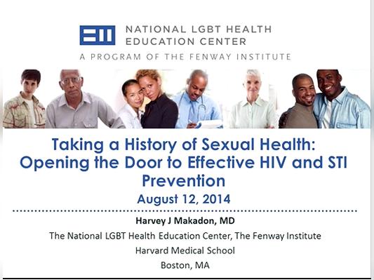 Taking a History of Sexual Health- Opening the Door to Effective HIV Prevention and Care