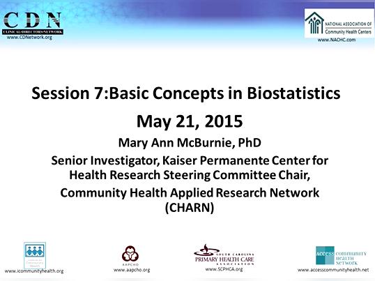 Session 7: Basic Concepts in Biostatistics