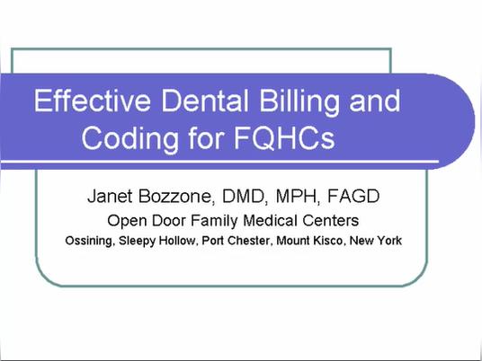 Effective Dental Billing and  Coding for FQHCs
