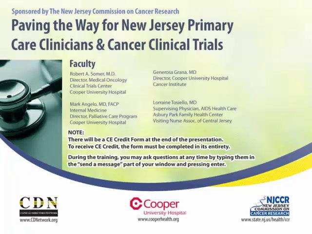 Paving the Way for New Jersey Primary Care Clinicians &amp; Cancer Clinical Trials.pa.1.11.18