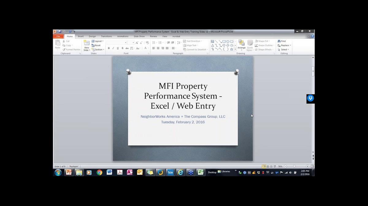 MFI Property Performance System - Excel Web Entry