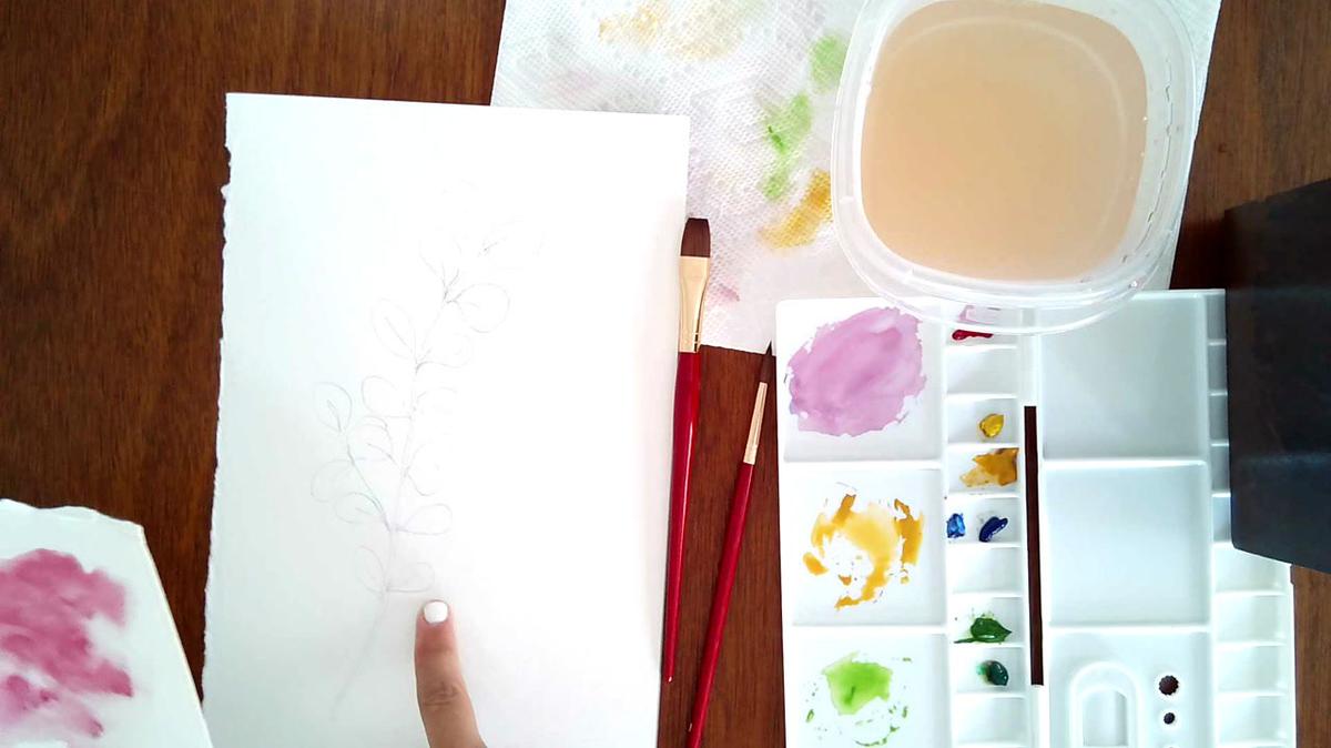 Watercolor practice eucalyptus leaf