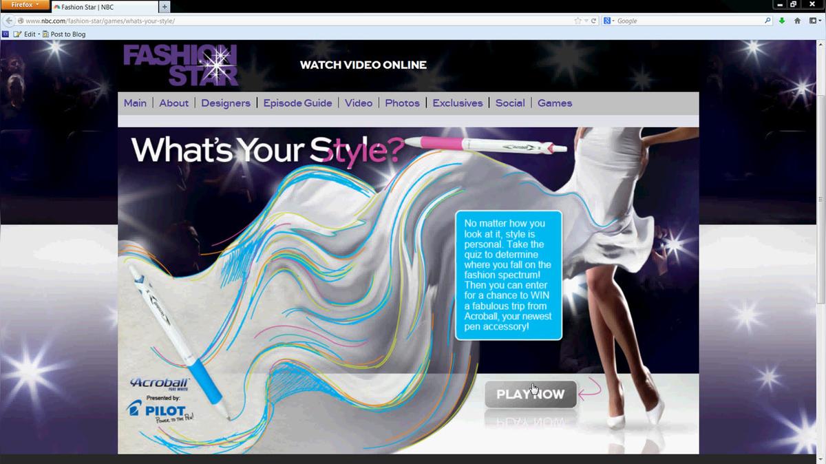 Pilot Pen - Fashion Star (NBC) Digital Campaign